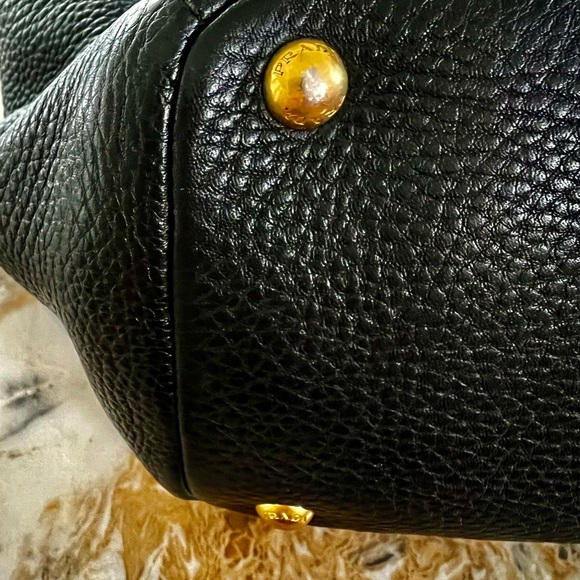 PRADA BLACK VITELLO DAINO LEATHER BAG - Picture 7 of 12